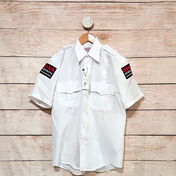 NWT National Patrol Security White Short Sleeve Button Down Shirt 15-15.5 - Picture 1 of 5